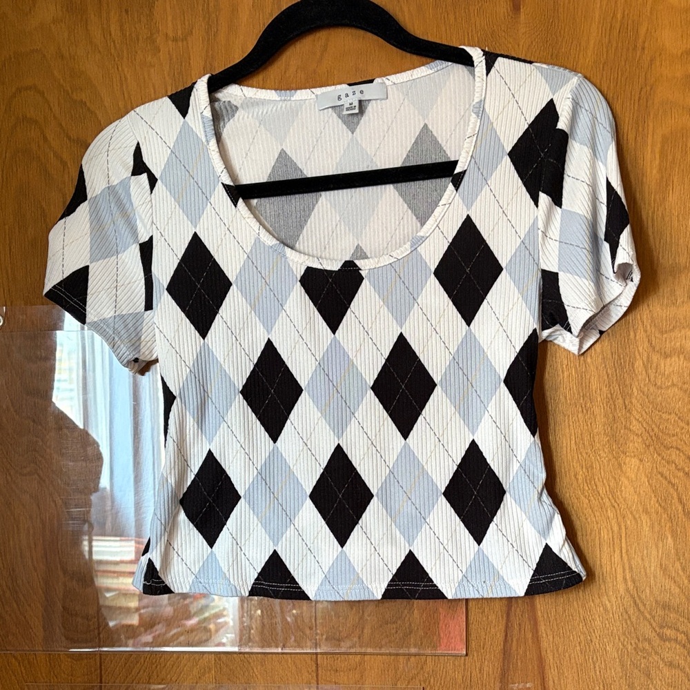 Gaze Argyle Open Back Crop Top